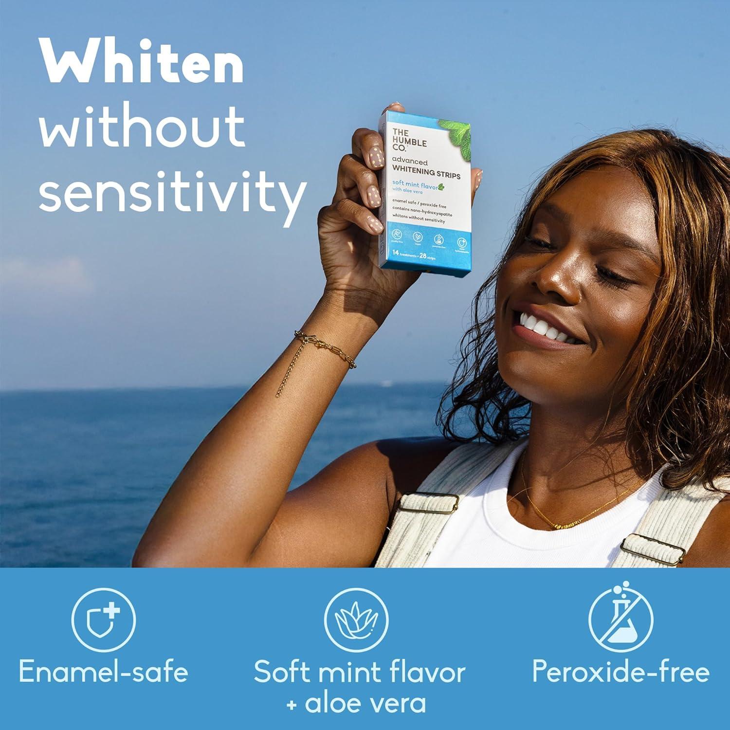 image:imageThe Humble Co Advanced Teeth Whitening Strips Sensitive Teeth Whitening Strips Gentle Enamel Safe amp Peroxide Free Tooth Whitener Dental Oral Care Products amp Essentials 14 Treatments 28 Count