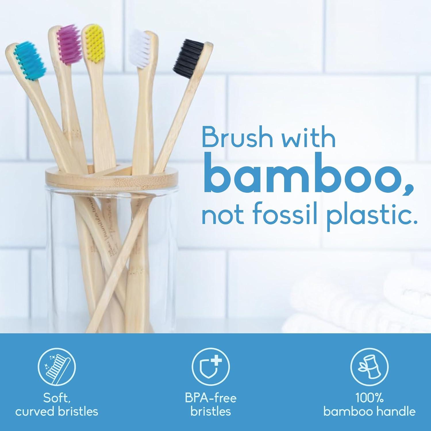 image:imageThe Humble Co Bamboo Toothbrushes 5 Pack Soft Bristles Natural Bamboo Toothbrush BPA Free Soft Bristles for Sensitive Gums NonToxic amp Plastic Free Handle Dental Oral Care amp HygieneUltra Soft Bristles