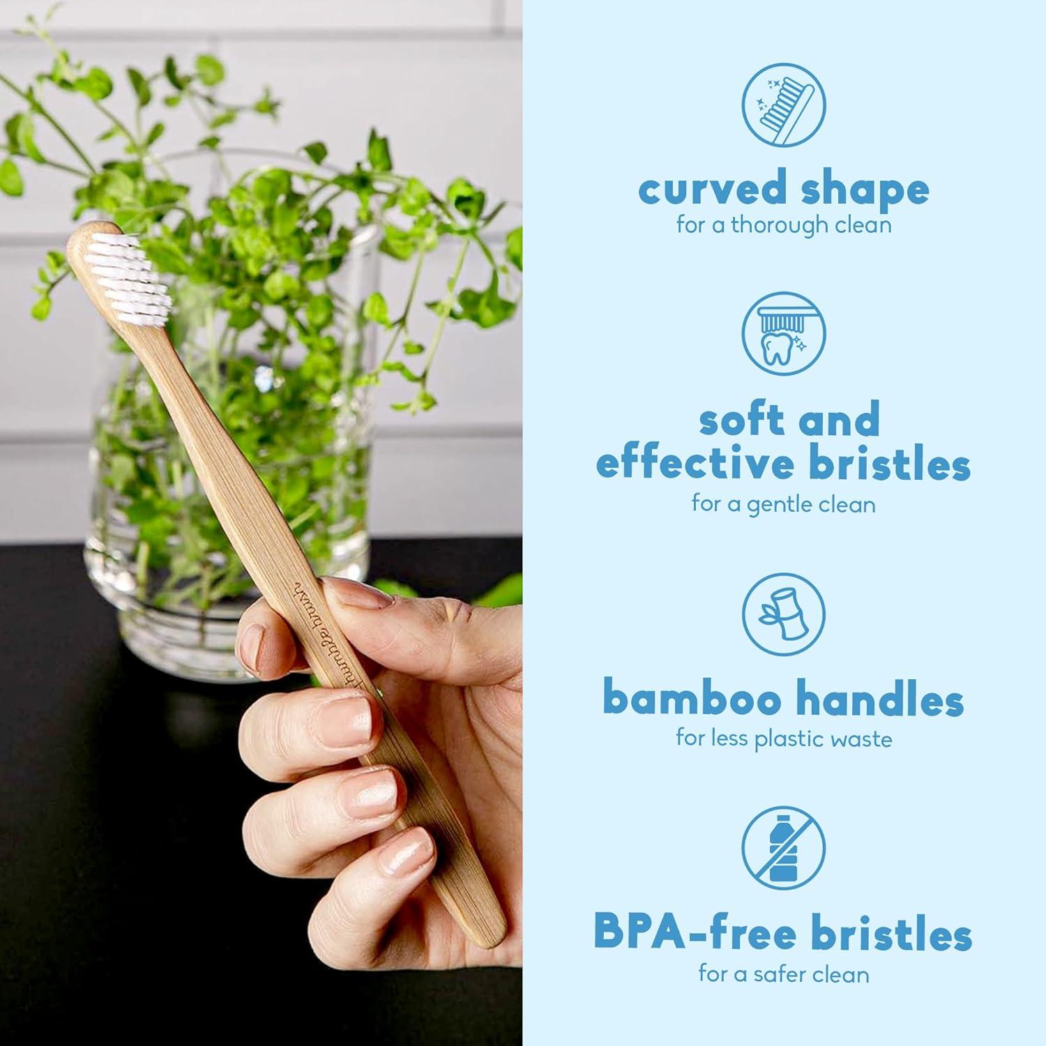 image:imageThe Humble Co Bamboo Toothbrushes 5 Pack Soft Bristles Natural Bamboo Toothbrush BPA Free Soft Bristles for Sensitive Gums NonToxic amp Plastic Free Handle Dental Oral Care amp HygieneUltra Soft Bristles