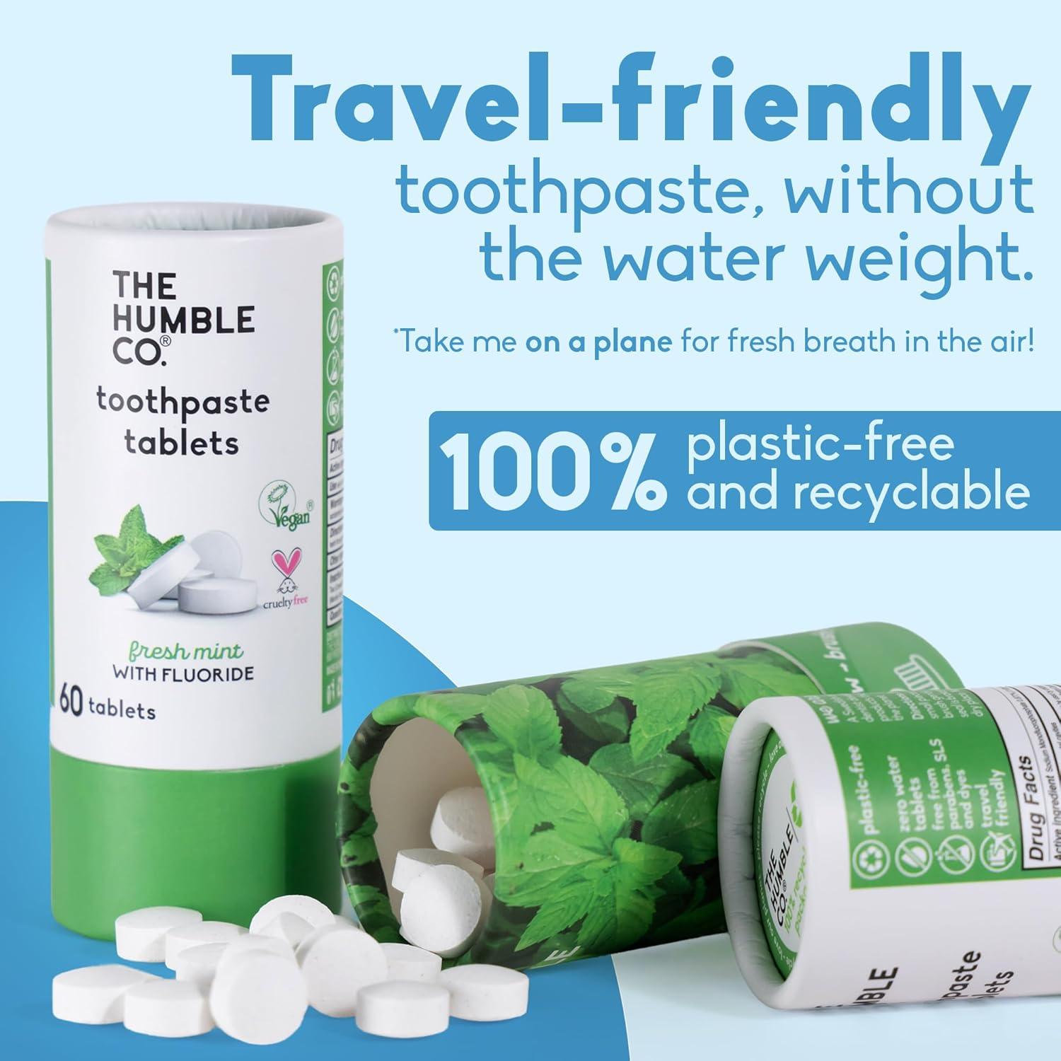 image:imageThe Humble Co FluorideFree Chewable Toothpaste Tablets Charcoal Bite Chew Brush Zero Water amp Plastic Free Toothpaste Tabs TravelFriendly amp WasteFree Dental Oral Care Hygiene 180 CountMint With Fluoride