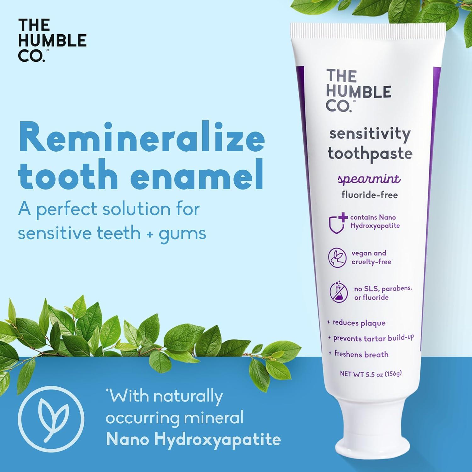 image:imageThe Humble Co FluorideFree for Sensitive Teeth Toothpaste Spearmint Toothpaste with Xylitol amp Nano Hydroxyapatite for Adults SLS Free Dental Oral Care amp Hygiene 2 PackSensitive
