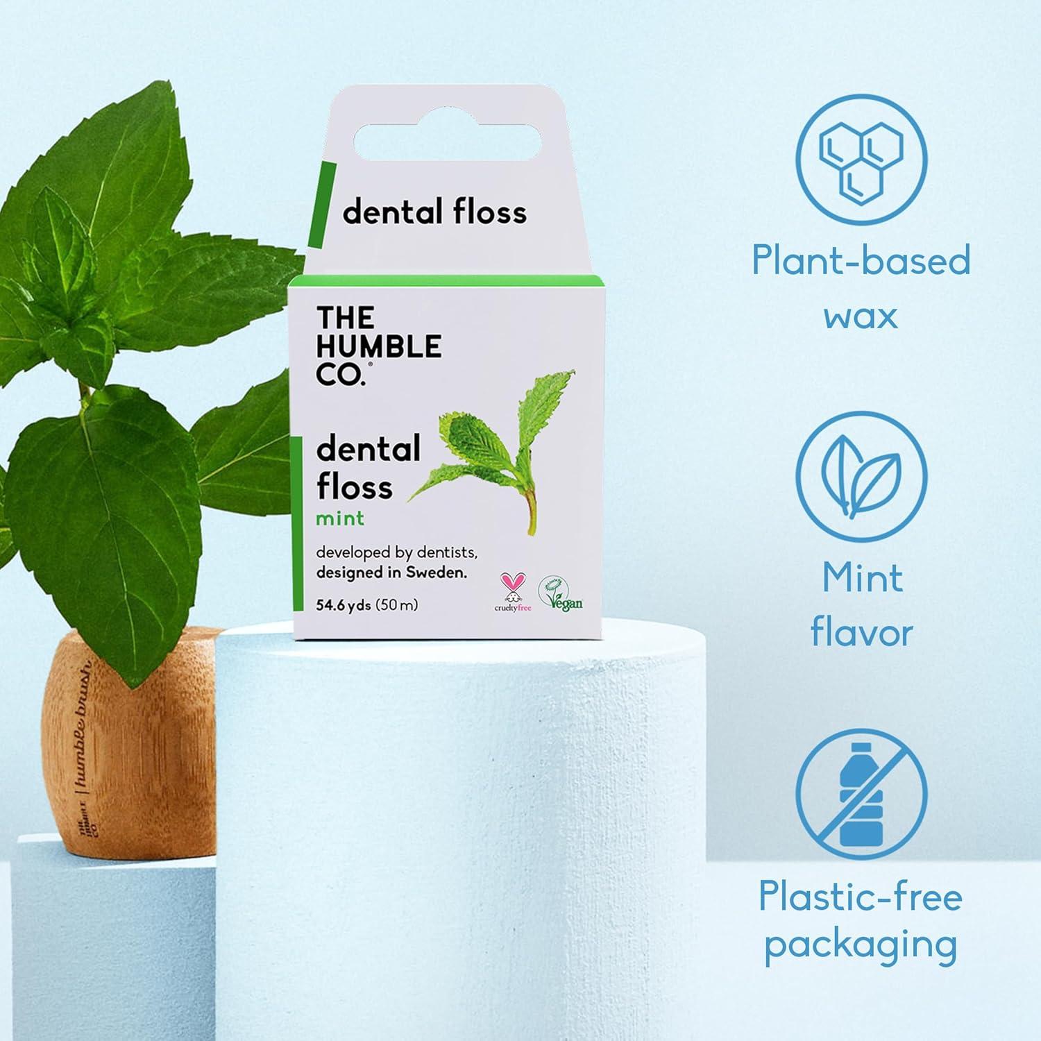 image:imageThe Humble Co Mint Dental Floss 4 Pack Vegan Expanding Dental Floss for Adult amp Kids NonToxic Thick Expandable Floss for Gum Health Oral Care amp Hygiene 220 YardsMint