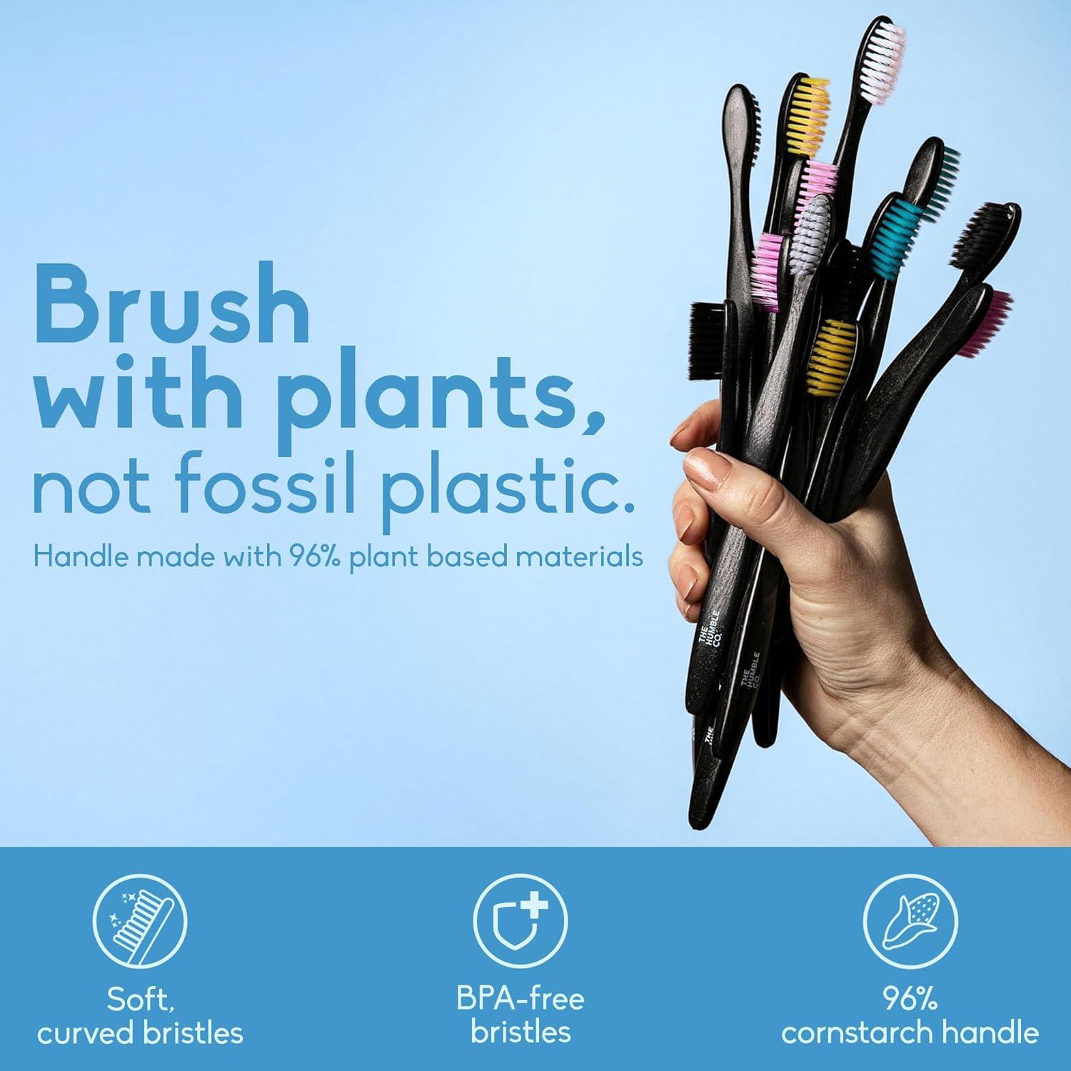 image:imageThe Humble Co PlantBased Soft Bristle Toothbrushes 5 Pack Manual Tooth Brush Set for Adults Made with Plant Based Materials amp BPAFree Bristles Dental Oral Care amp HygieneSoft Bristles