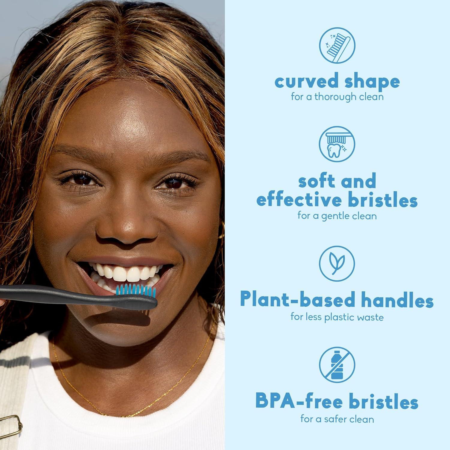 image:imageThe Humble Co PlantBased Soft Bristle Toothbrushes 5 Pack Manual Tooth Brush Set for Adults Made with Plant Based Materials amp BPAFree Bristles Dental Oral Care amp HygieneSoft Bristles