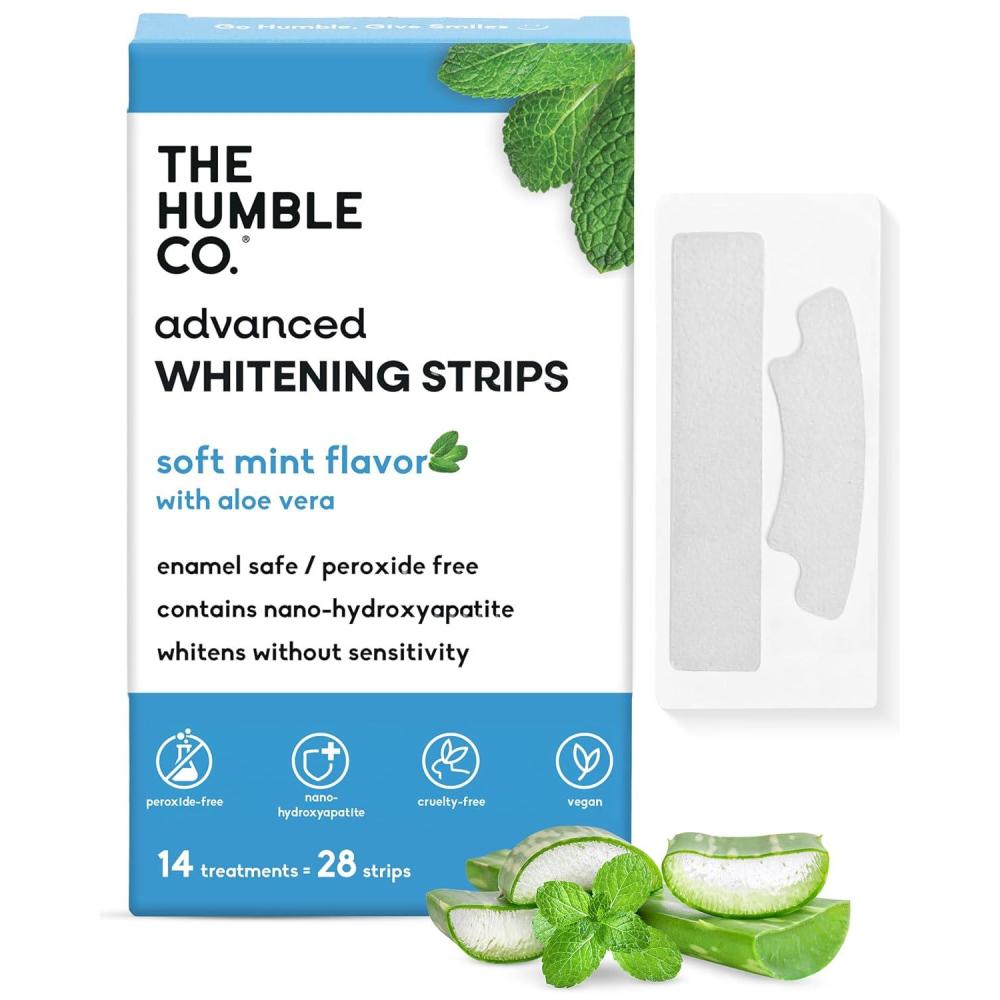 image:imageThe Humble Co Advanced Teeth Whitening Strips Sensitive Teeth Whitening Strips Gentle Enamel Safe amp Peroxide Free Tooth Whitener Dental Oral Care Products amp Essentials 14 Treatments 28 Count