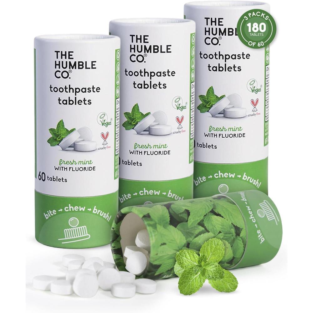 image:imageThe Humble Co FluorideFree Chewable Toothpaste Tablets Charcoal Bite Chew Brush Zero Water amp Plastic Free Toothpaste Tabs TravelFriendly amp WasteFree Dental Oral Care Hygiene 180 CountMint With Fluoride