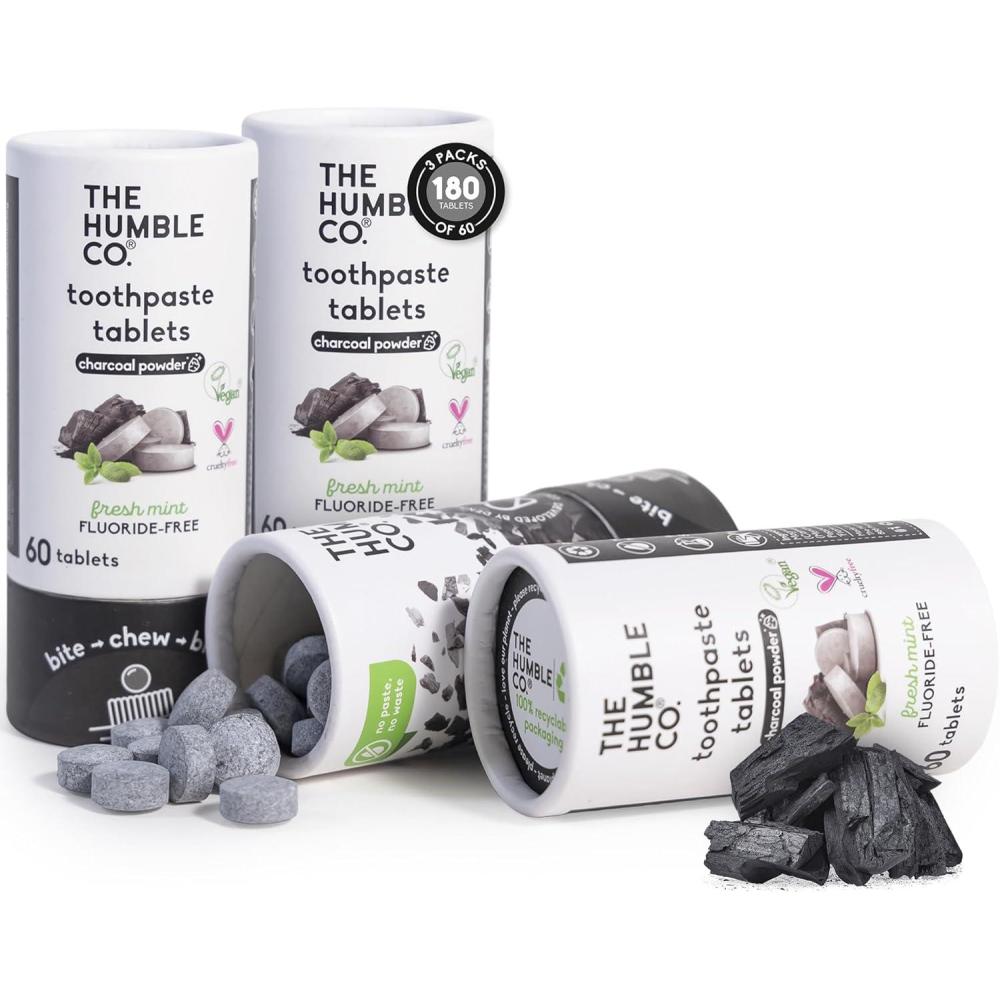image:imageThe Humble Co FluorideFree Chewable Toothpaste Tablets Charcoal Bite Chew Brush Zero Water amp Plastic Free Toothpaste Tabs TravelFriendly amp WasteFree Dental Oral Care Hygiene 180 CountCharcoal Fluoride Free