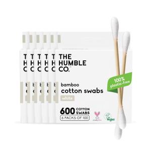 The Humble Co Bamboo Cotton Swabs, 600 Count – White Cotton Buds for Ears, Makeup, Baby Care & Cleaning – Personal Hygiene Essentials & Toiletries – Daily Products for Travel & Home(white)