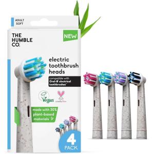 The Humble Co Bamboo Electric Toothbrush Heads Compatible with Oral B Toothbrushes – Replacement Toothbrush Heads with Soft Bristles – Dental Oral Care & Hygiene – Regular Bristles