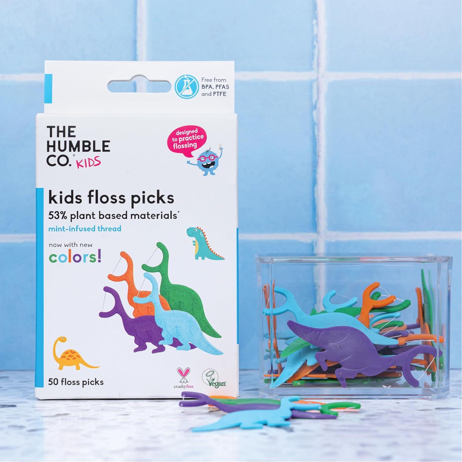 image:imageThe Humble Co Dental Floss Picks for Kids 200 Count Plant Based Dinosaur Shaped Floss for Kids Cruelty Free Floss for Superior Oral Care Dental Care and Gum Health Mint