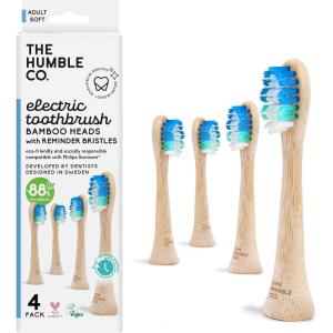 The Humble Co Bamboo Electric Toothbrush Heads Compatible with Philips Sonicare Toothbrushes – Replacement Toothbrush Heads with Soft Bristles – Dental Oral Care & Hygiene – Fading Reminder Bristles(Fading Bristle)
