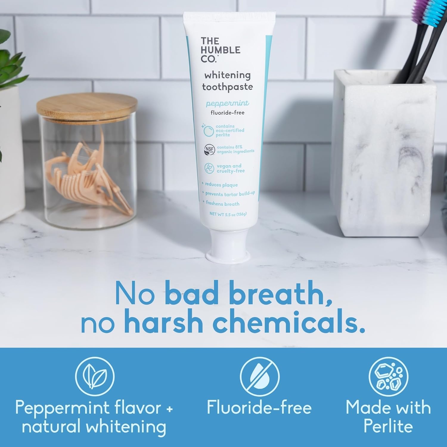 image:imageThe Humble Co FluorideFree Teeth Whitening Toothpaste Peppermint Natural Whitening Toothpaste with Xylitol amp Eco Certified Perlite for Adults SLS Free Dental Oral Care amp Hygiene 2 Pack
